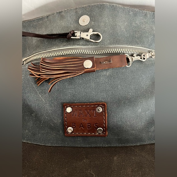 WAXT by BABS waxed canvas & leather Crossbody Messenger bag purse satchel tote - Picture 8 of 13